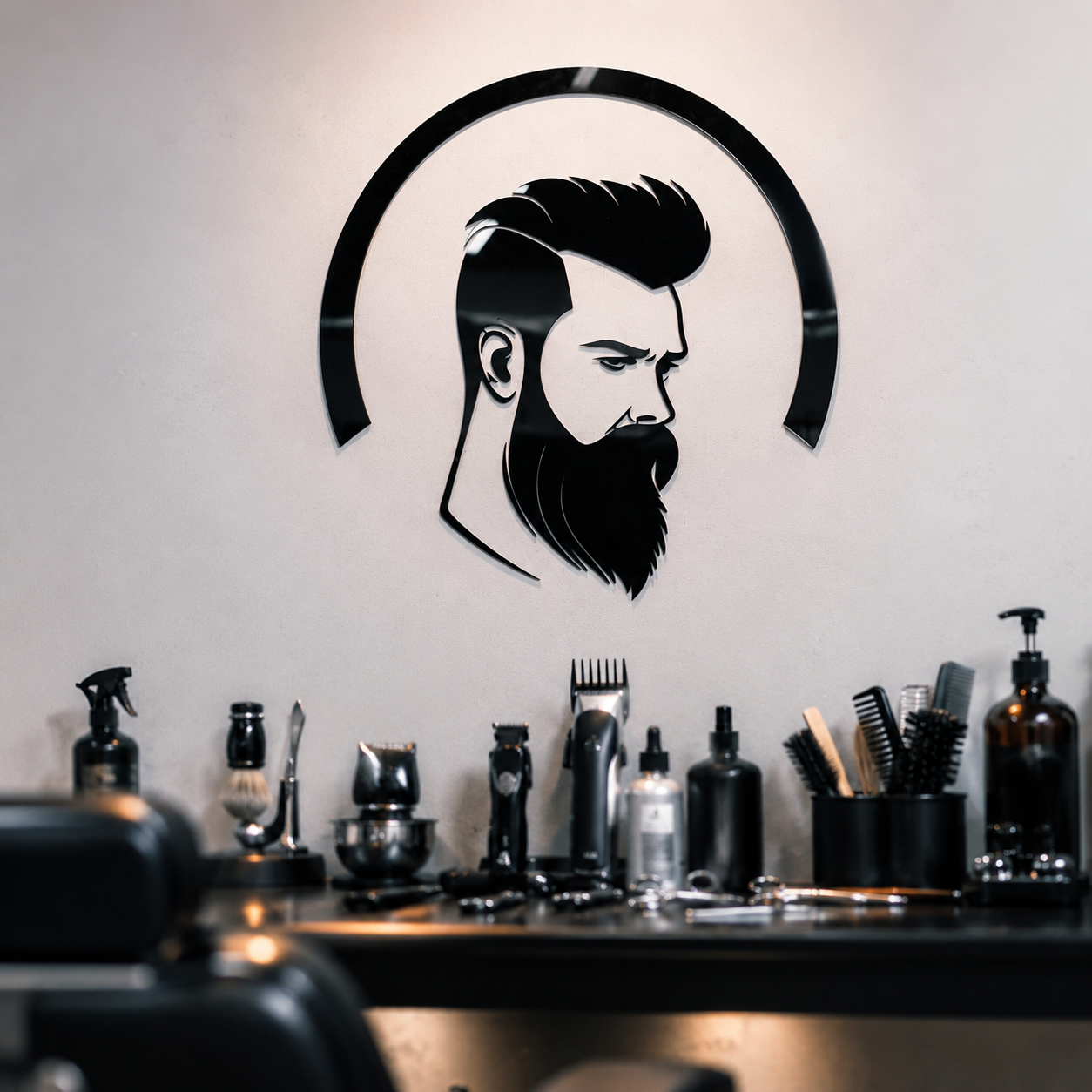 Barber at work at Capillus Gents Salon, Dubai